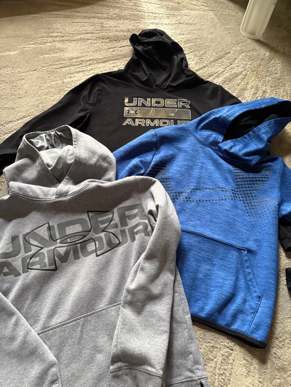 Boys Under Armour hoodies - Black, Gray, Blue size large